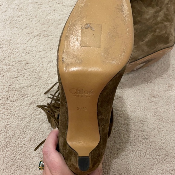 Chloe Suede Tie Boots US 7.5 - Picture 2 of 6